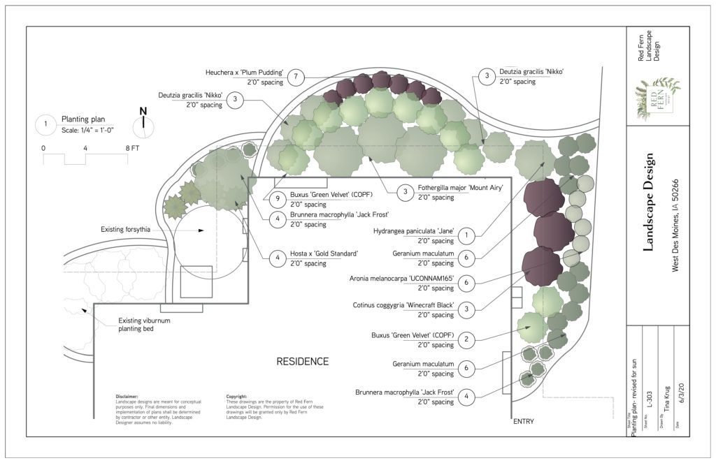 Shady west des moines front garden planting plan
